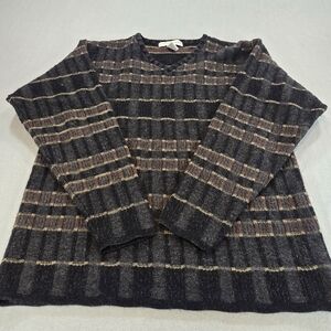 Geoffrey Beene Wool Angora Blend V-Neck Sweater Plaid Large